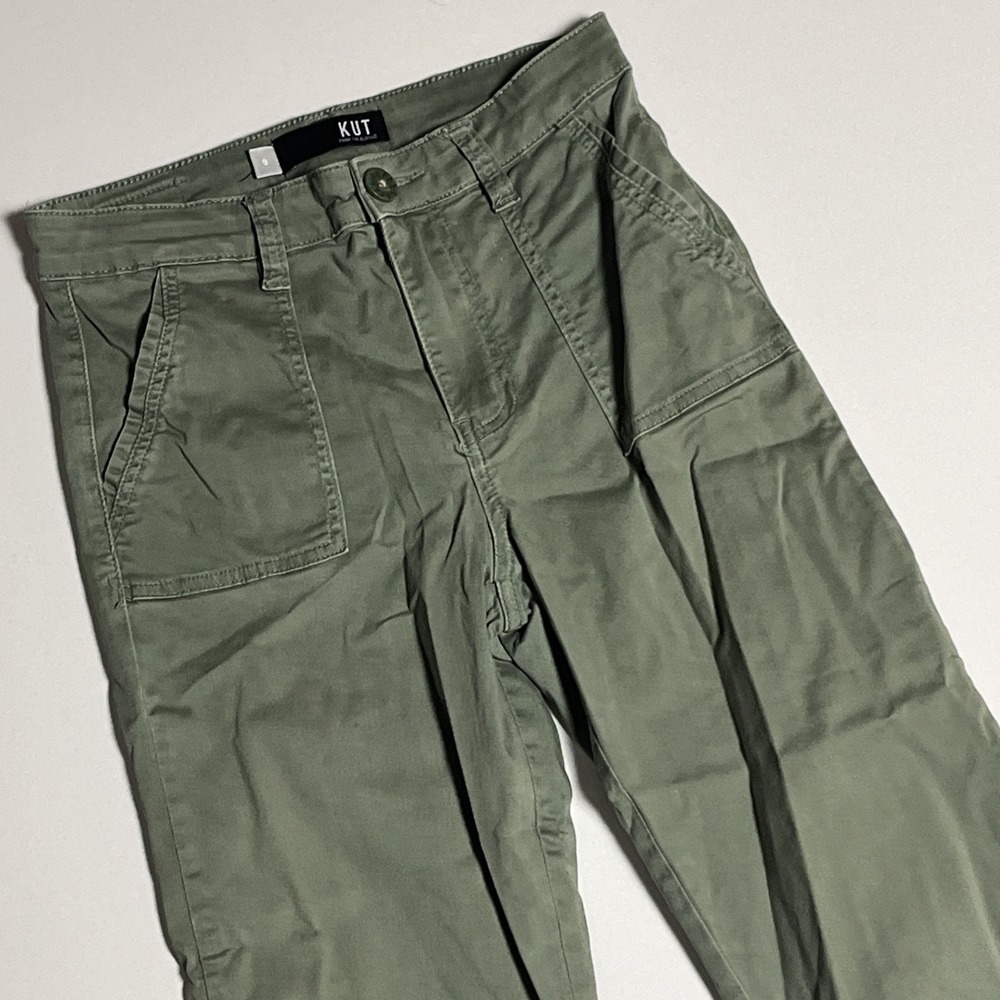 Kut from the Kloth Olive Green Utility Jogger Pants Zipper Ankle Mid Rise Size 0